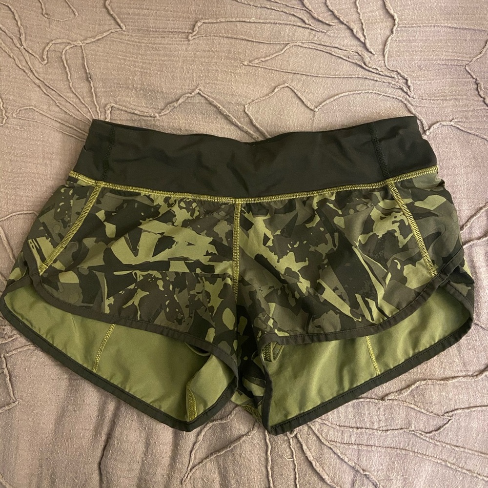 Camouflage lululemon running shorts